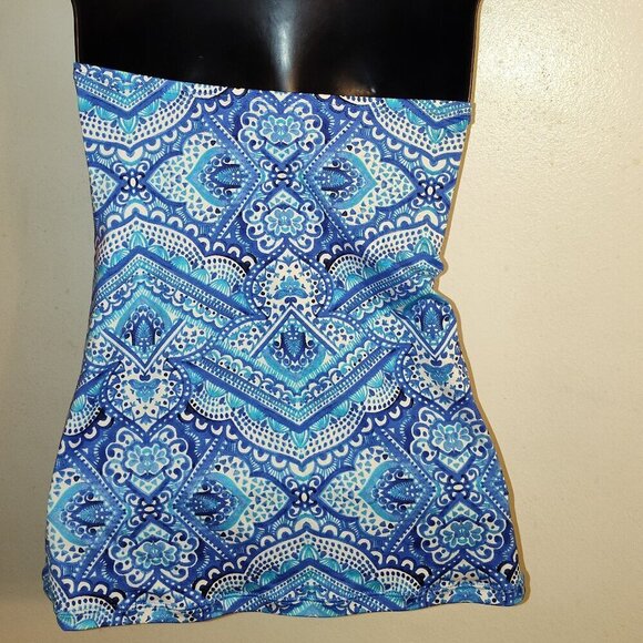 Liz Claiborne Tankini Top Swimsuit Blue Tribal Pattern 2X - Picture 5 of 8